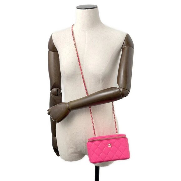 CHANEL Matelasse Vanity ChainShoulder Bag Size Small Calfskin Pink AP1341 - Picture 3 of 10